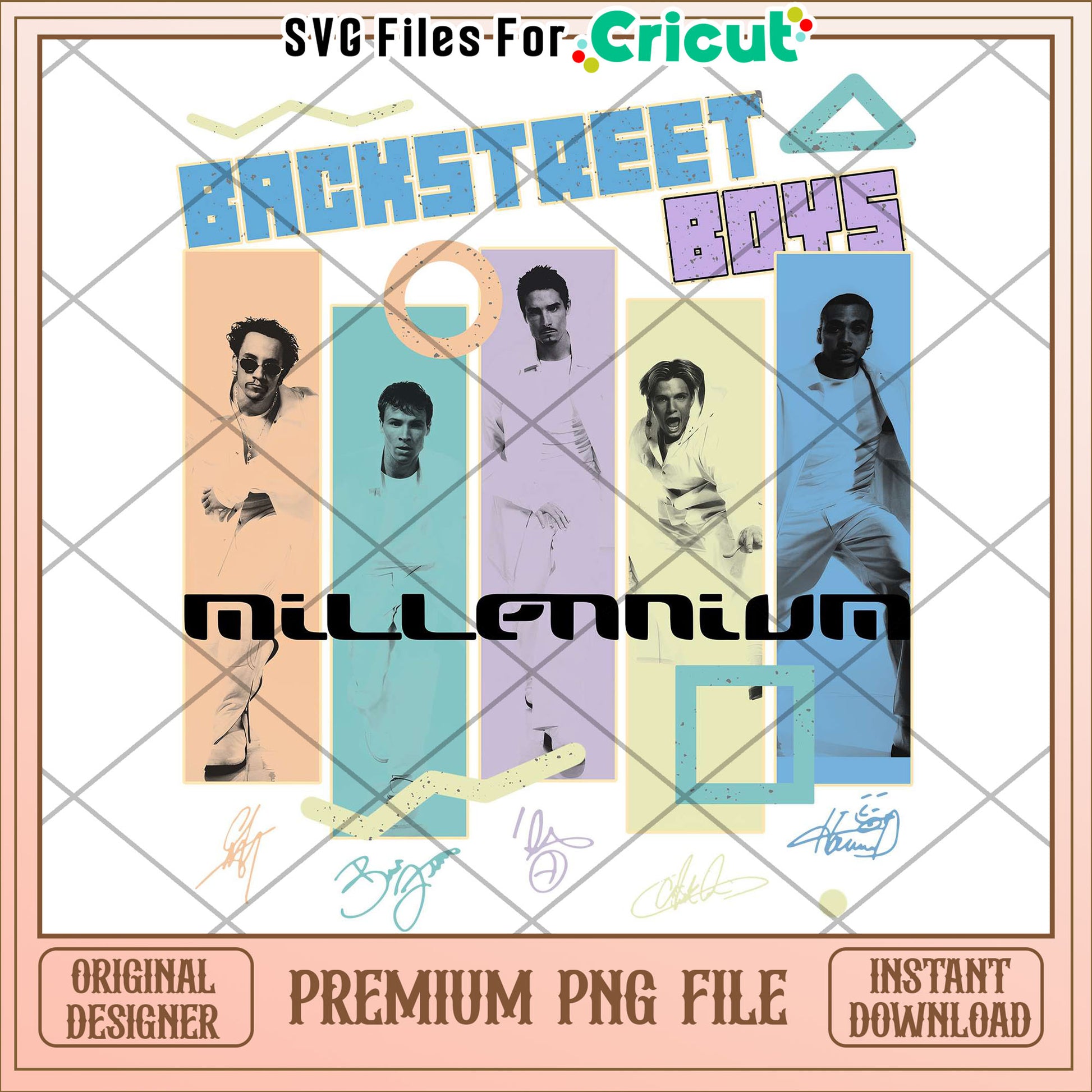 Backstreet boys millenium png, 90s boyband png, retro album style png