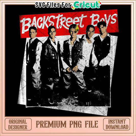 Backstreet boys vintage photo png, retro boyband design png, 90s music aesthetic png