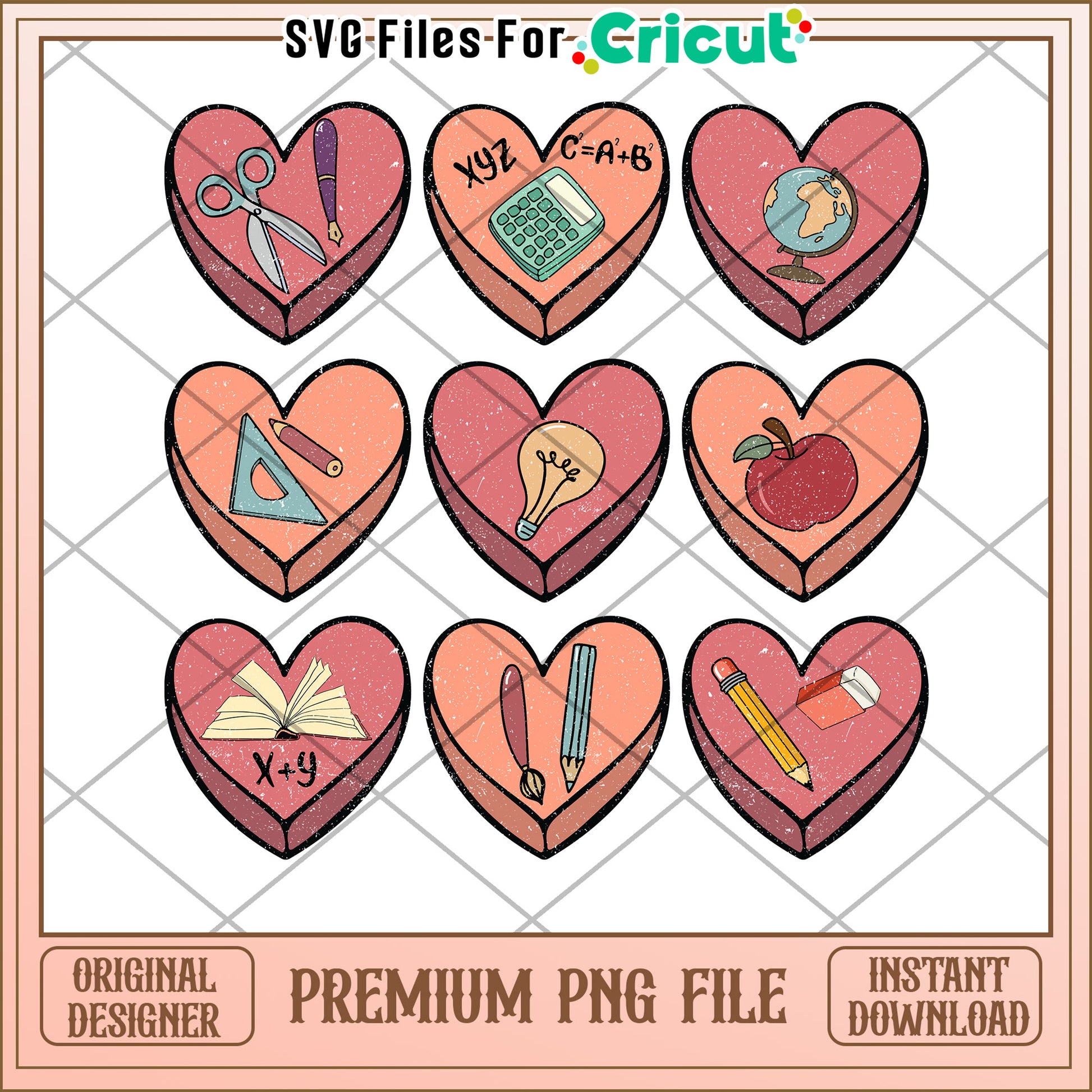 Back to School Heart PNG Bundle