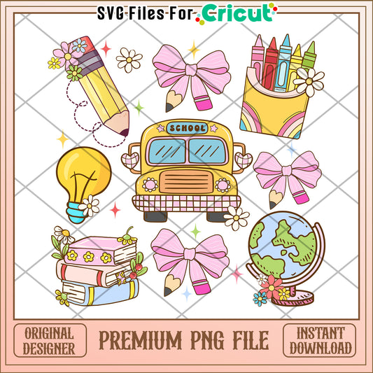 Back to school supblimation png, fun school essentials png, first day of school png