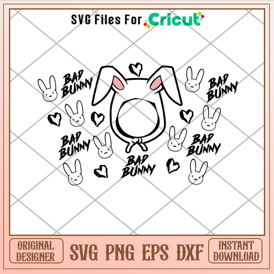 Bad Bunny Ears Full Wrap, Bad Bunny Ears Full Wrap Svg