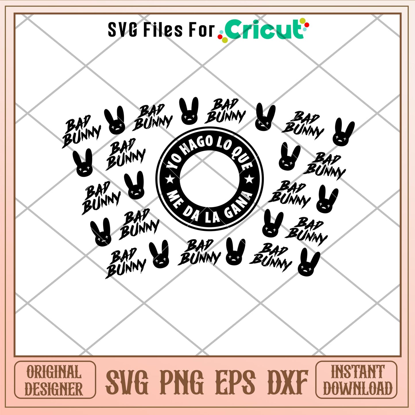Bad Bunny Full Wrap, Bad Bunny Starbucks Full Wrap Svg