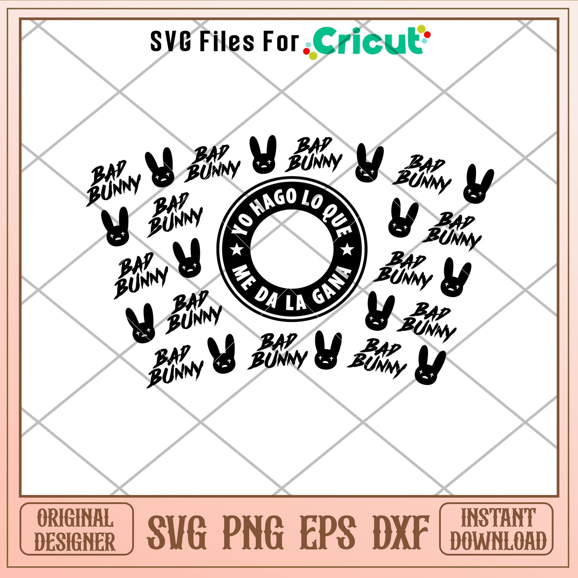 Bad Bunny Full Wrap, Bad Bunny Starbucks Full Wrap Svg