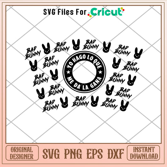 Bad Bunny Full Wrap, Bad Bunny Starbucks Full Wrap Svg