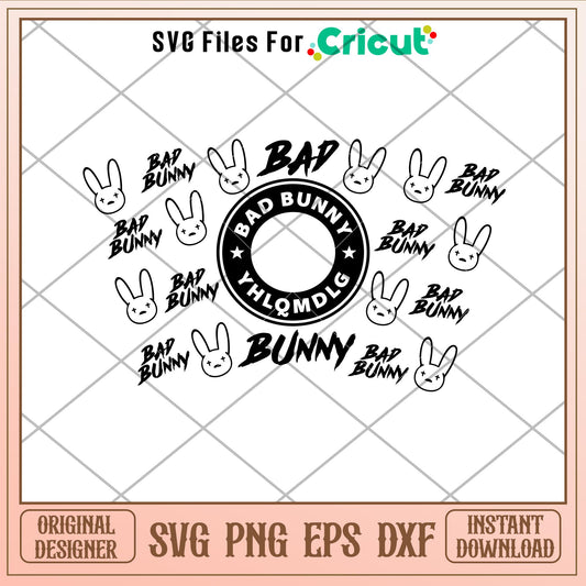 Bad Bunny Full Wrap, Bad Bunny Starbucks Full Wrap Svg 1