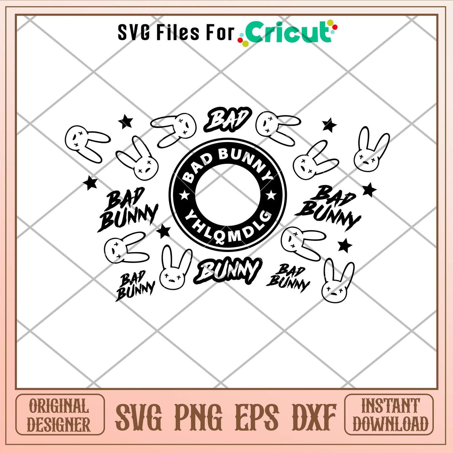 Bad Bunny Full Wrap, Bad Bunny Starbucks Full Wrap Svg 2