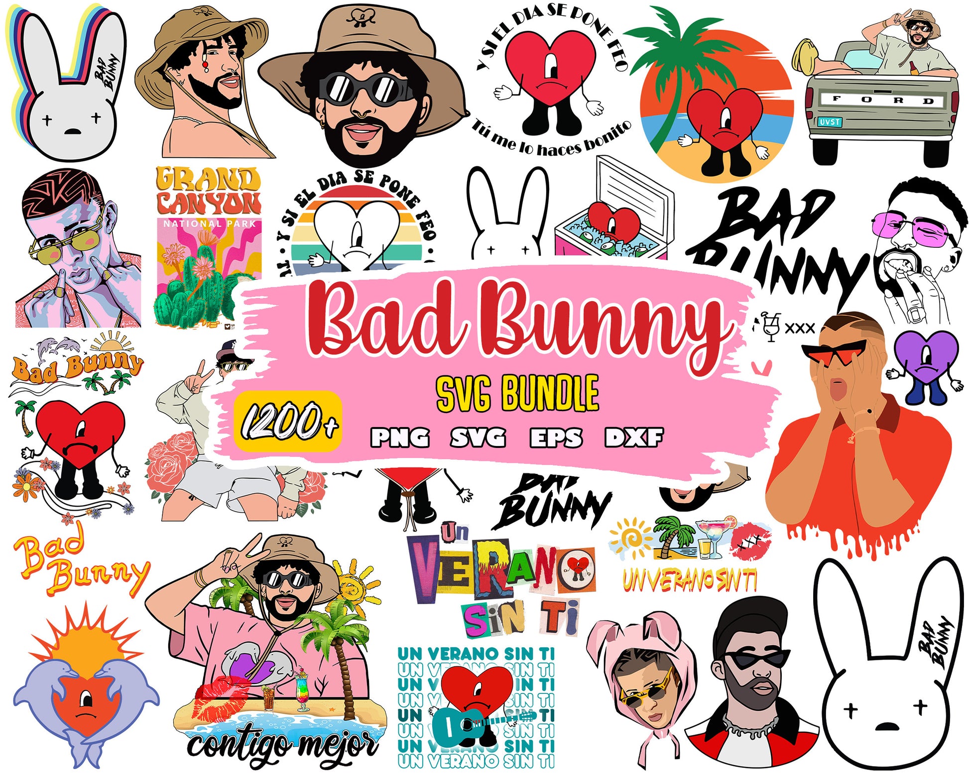 Bad bunny bundle design svg, una navidad sin ti​ svg, bad bunny logo​ svg