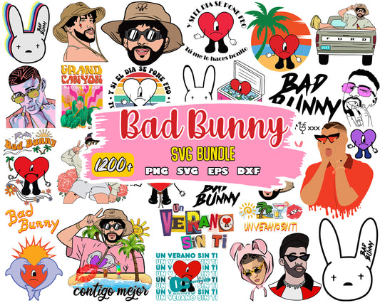 Bad bunny bundle design svg, una navidad sin ti​ svg, bad bunny logo​ svg