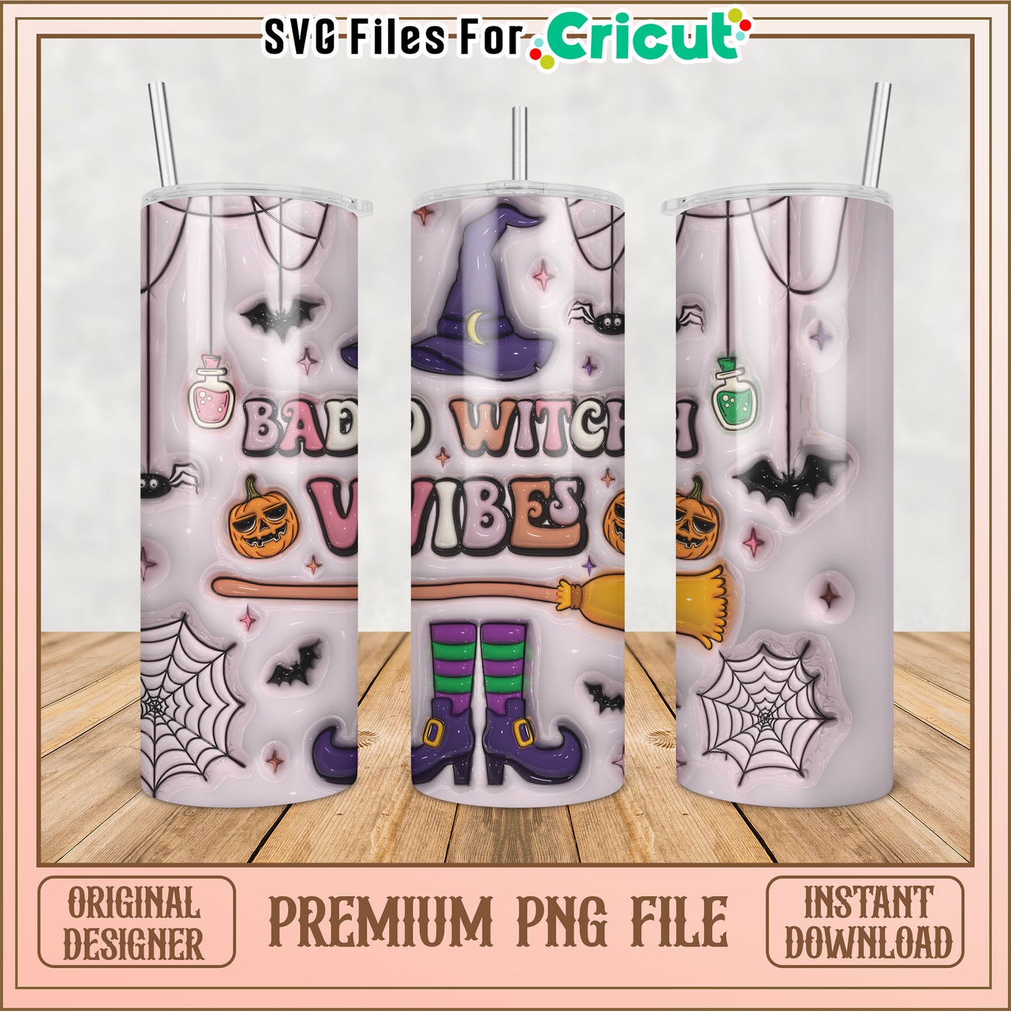 Bad Witch Vibes Tumbler PNG Design for Cricut Crafting Fun