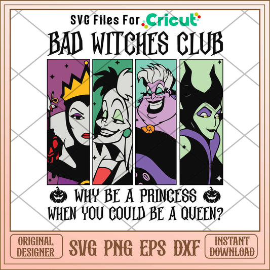 Bad Witches Club halloween svg, Disney characters svg, Digital Download