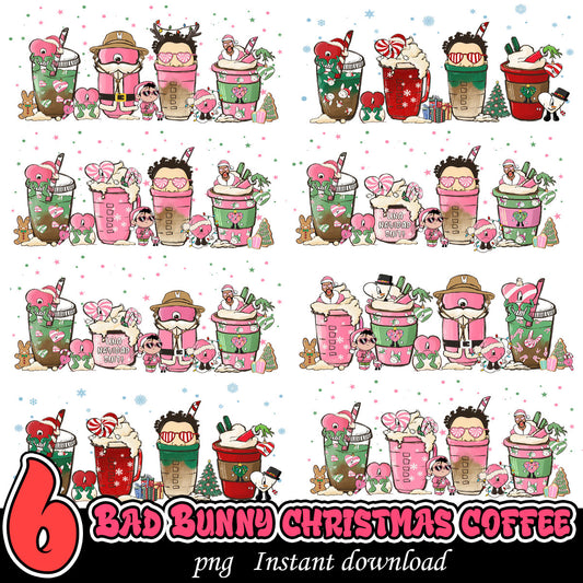 Bad Bunny Christmas Coffee Bundle PNG, Merry Christmas bundle