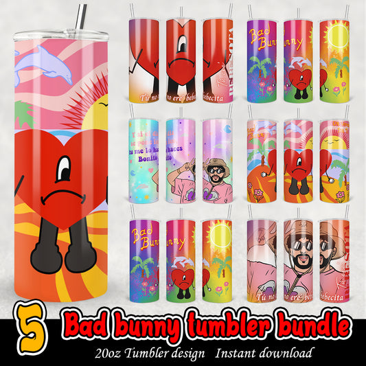 Bad Bunny Tumbler Wrap, Bad Bunny 20oz tumbler bundle