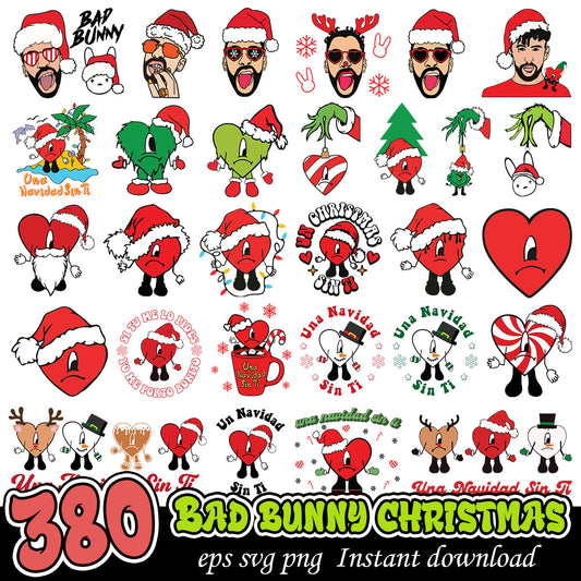 Bad bunny Christmas art svg bundle, Bad bunny svg bundle