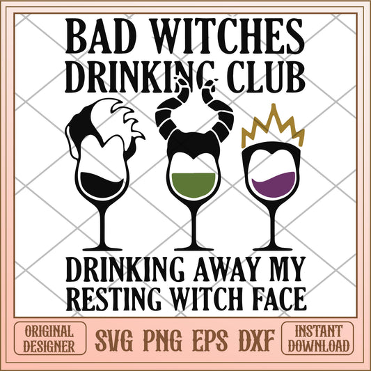 Bad witches drinking club svg, Disney characters svg, Digital Download