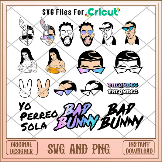 Bad Bunny Yo perreo sola svg bundle, Bad Bunny svg - Svgfileforcricut