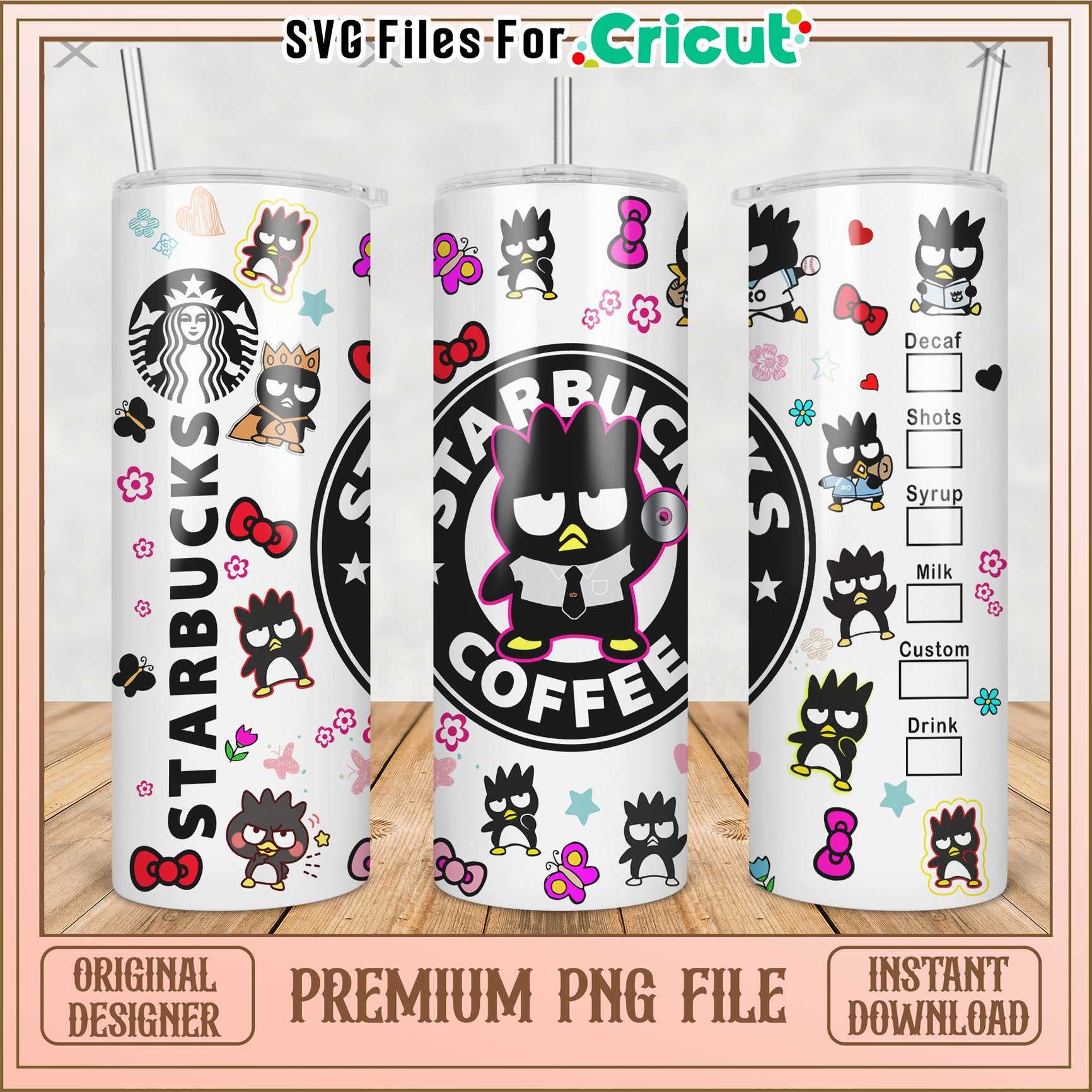 Badtz maru coffee tumbler png, labubu doll png, labubu toys png