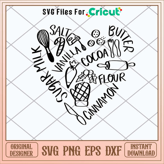 Baking Words Heart SVG-Svgfilesforcricut