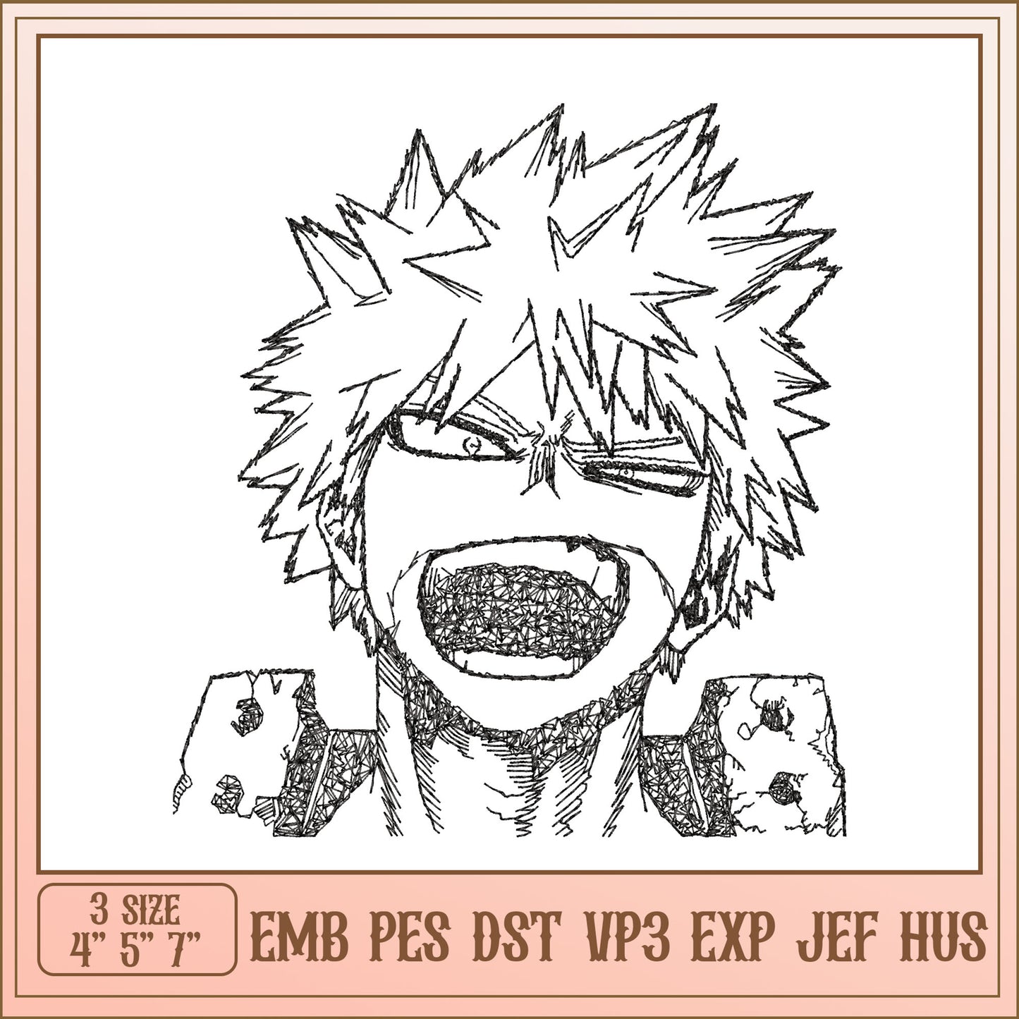 Bakugo Embroidery Design - 3 Sizes