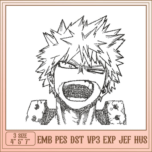Bakugo Embroidery Design - 3 Sizes