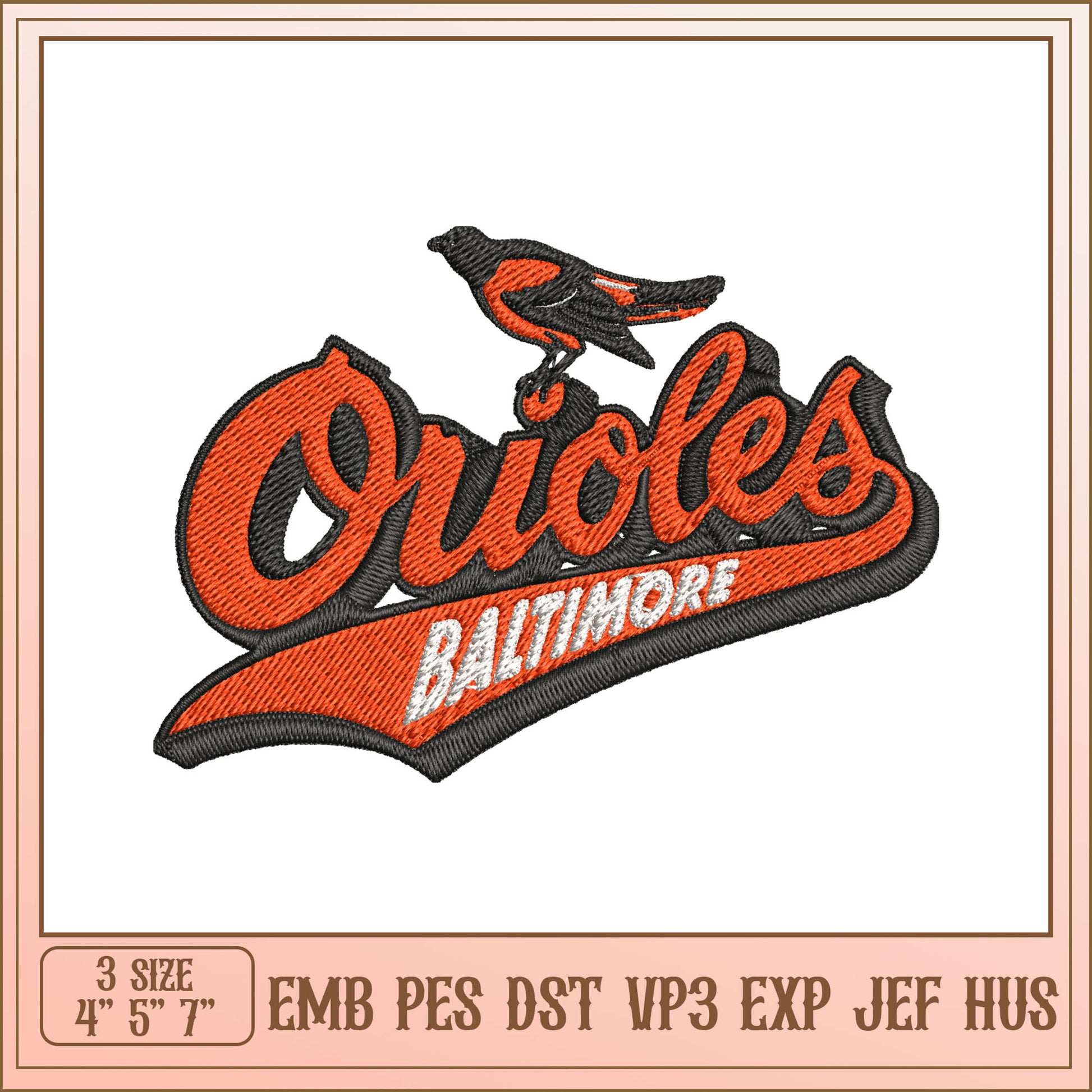 Baltimore Orioles Embroidery Design