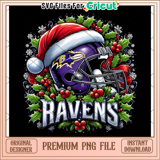 Baltimore Ravens Christmas Helmet Design, perfect for holiday crafts