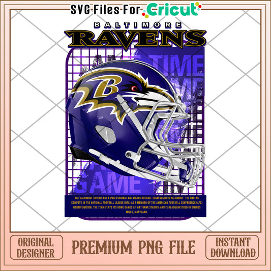 Baltimore Ravens Football Helmet Art, Premium PNG Instant Download