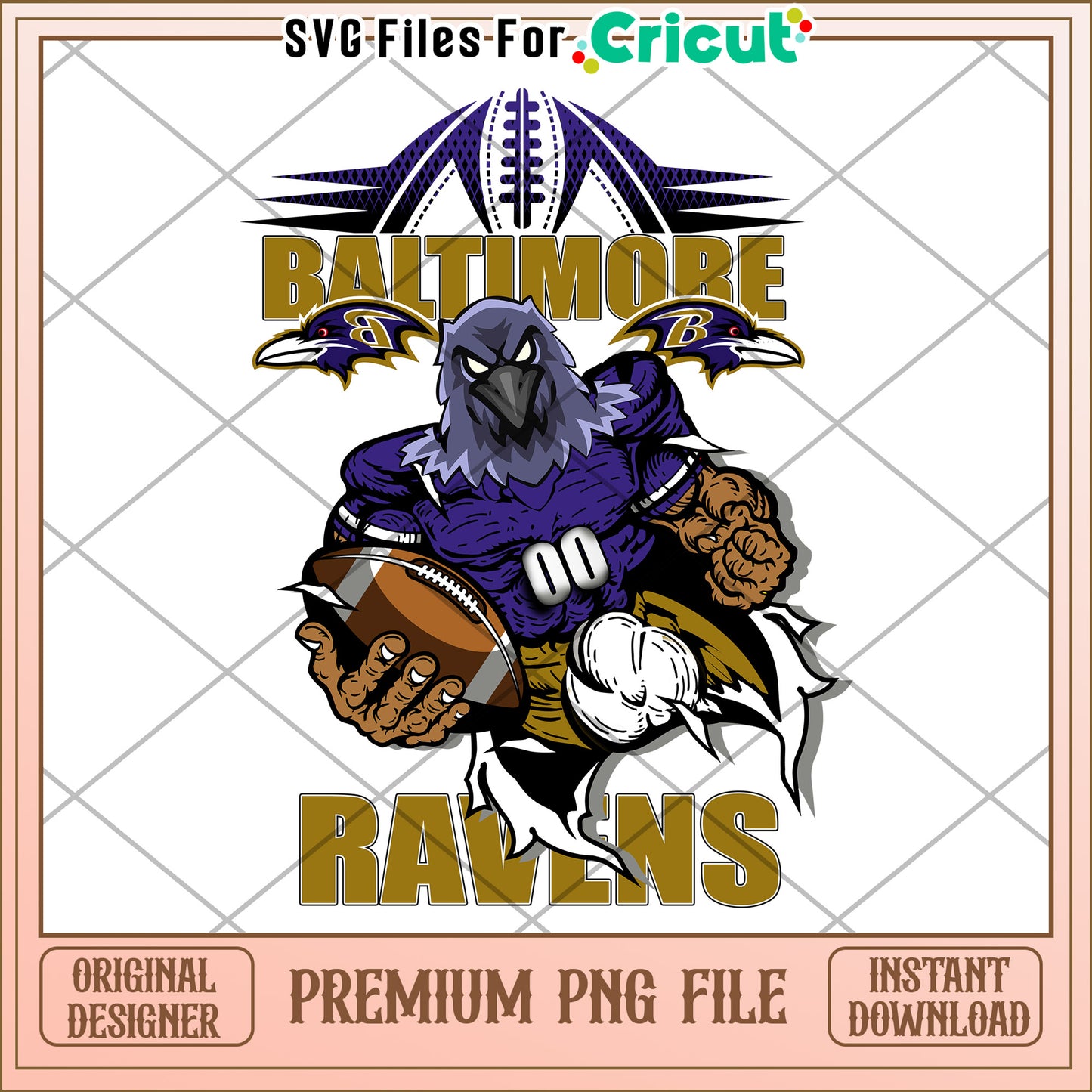 Baltimore Ravens Football PNG File for Cricut, Instant Download Option