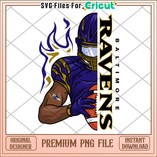 Baltimore Ravens Football Player PNG Design, Instant Download File