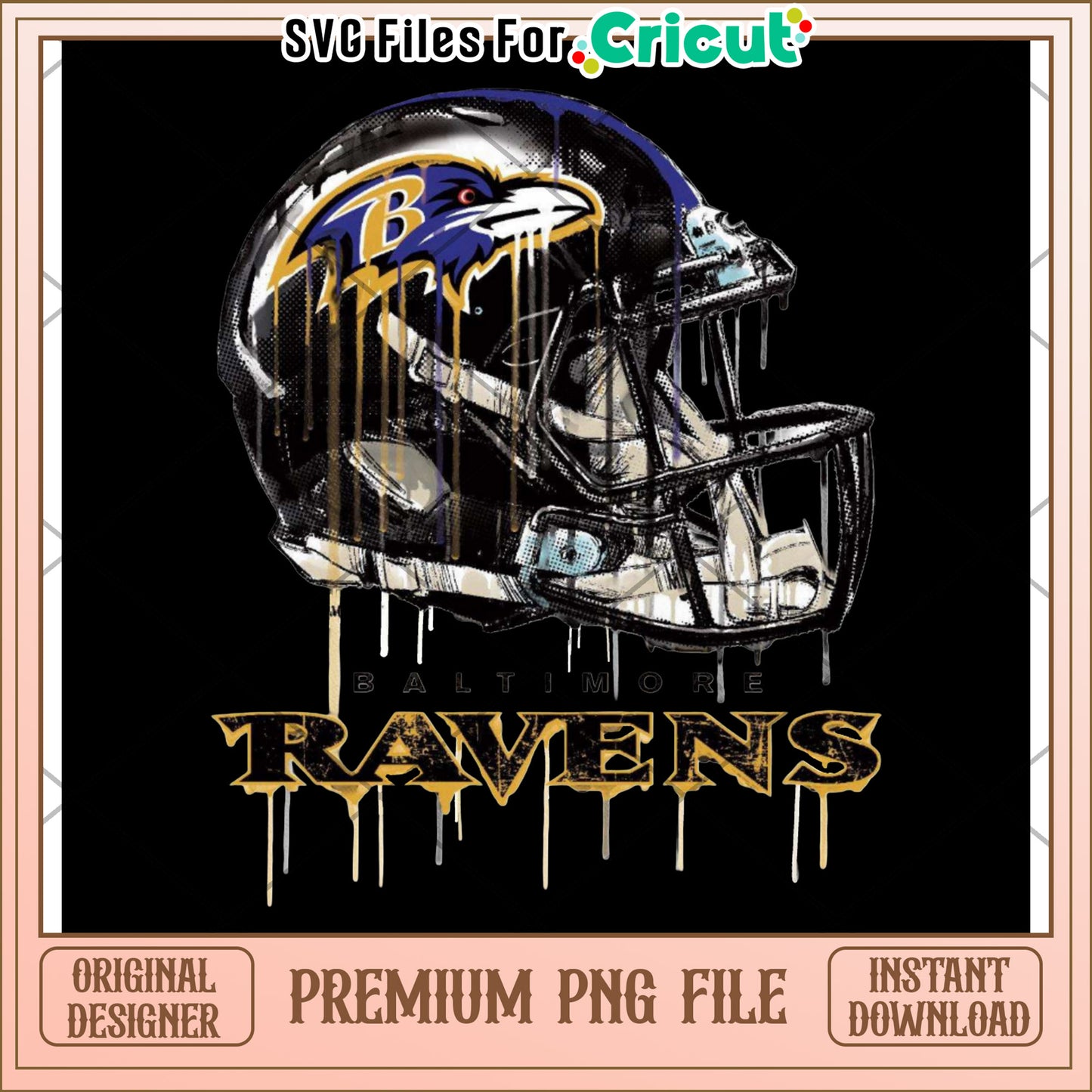 Baltimore Ravens Helmet PNG Design, Premium Quality Instant Download