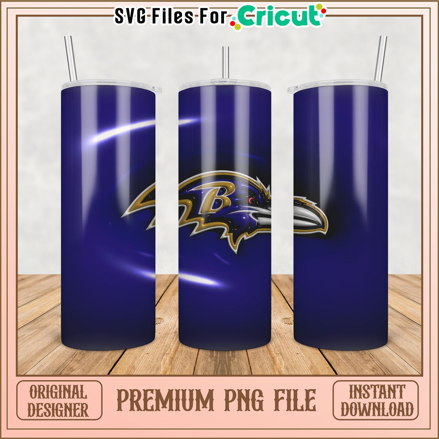 Baltimore Ravens Tumbler PNG File for Cricut Instant Download