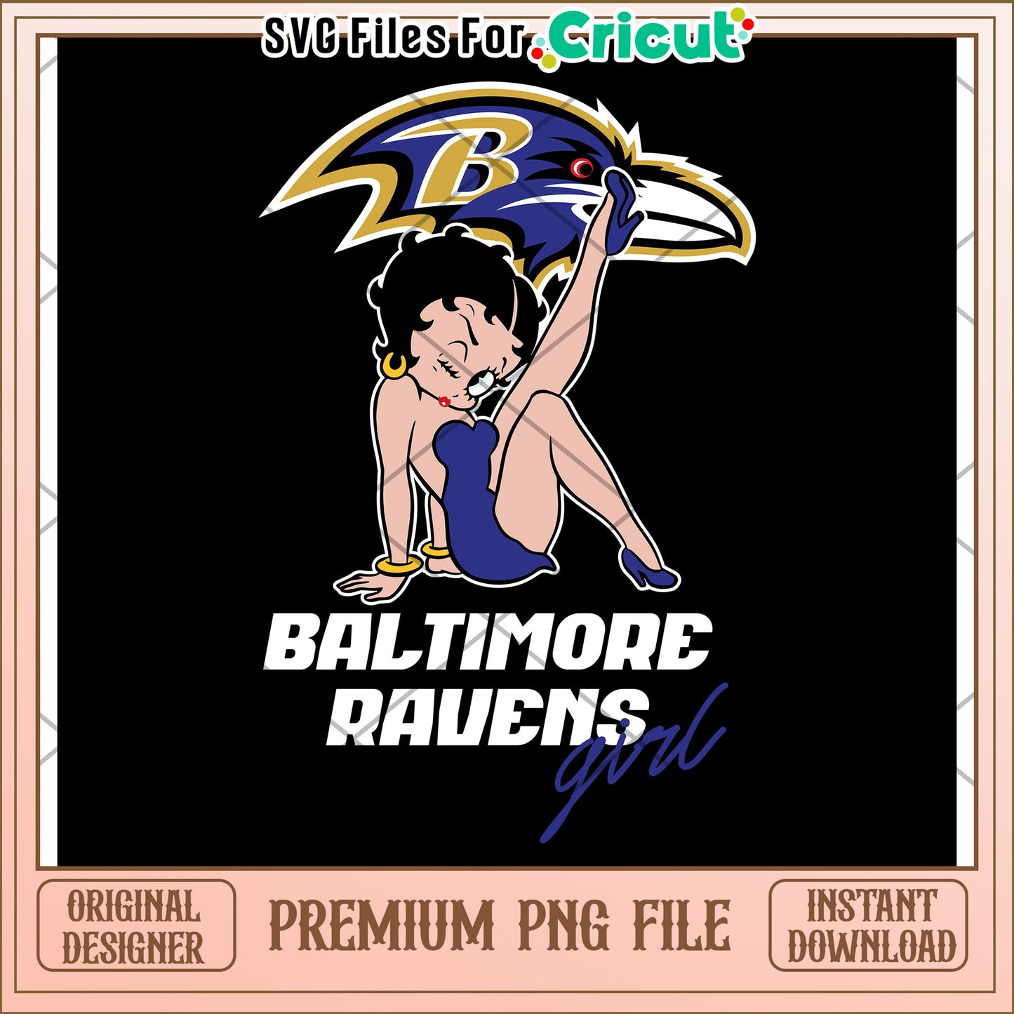 Baltimore Ravens girl design for Cricut, premium PNG file download