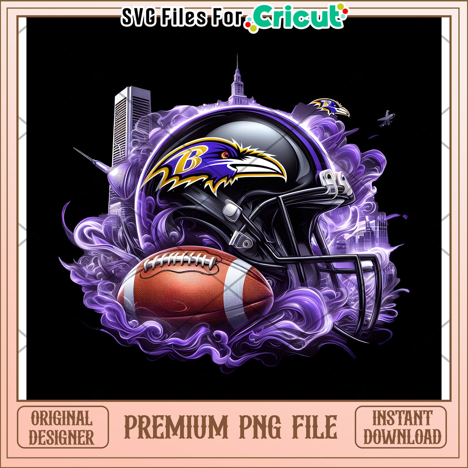 Baltimore Ravens helmet PNG design, perfect for Cricut projects