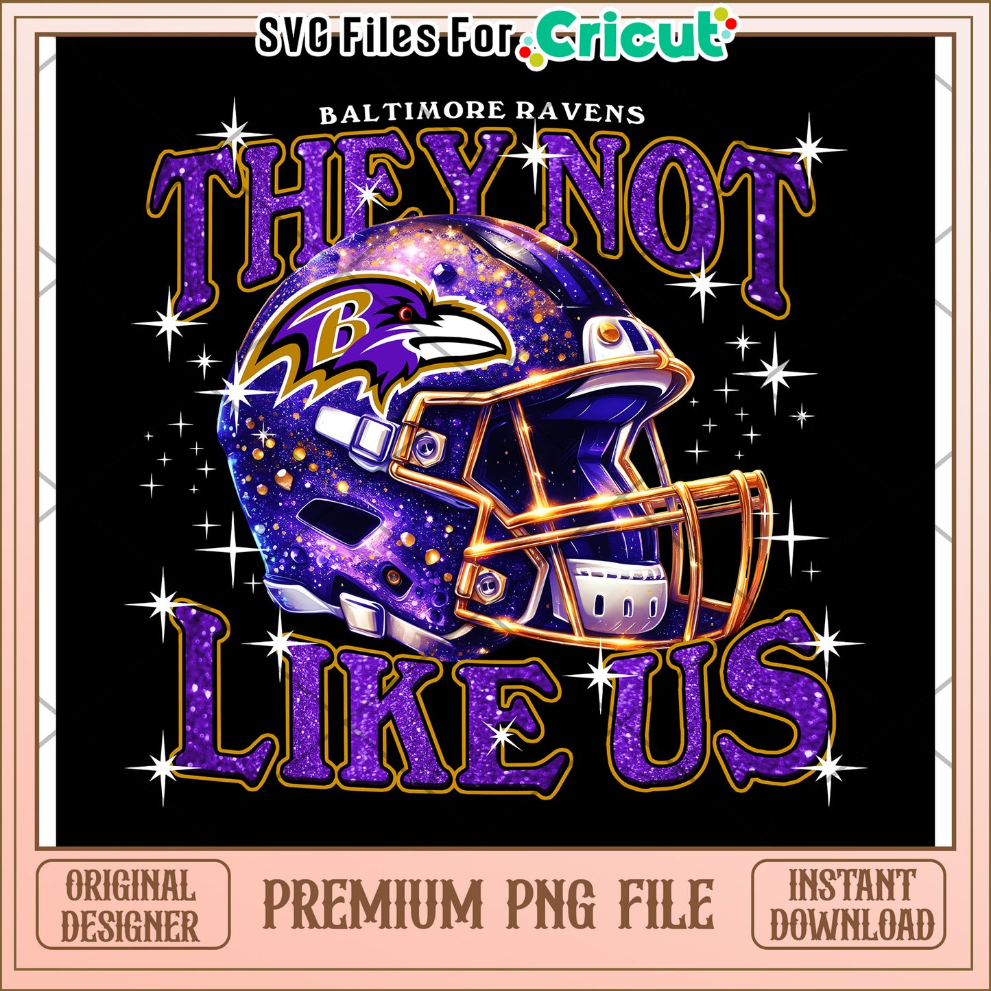 Baltimore Ravens helmet design, premium PNG file for Cricut