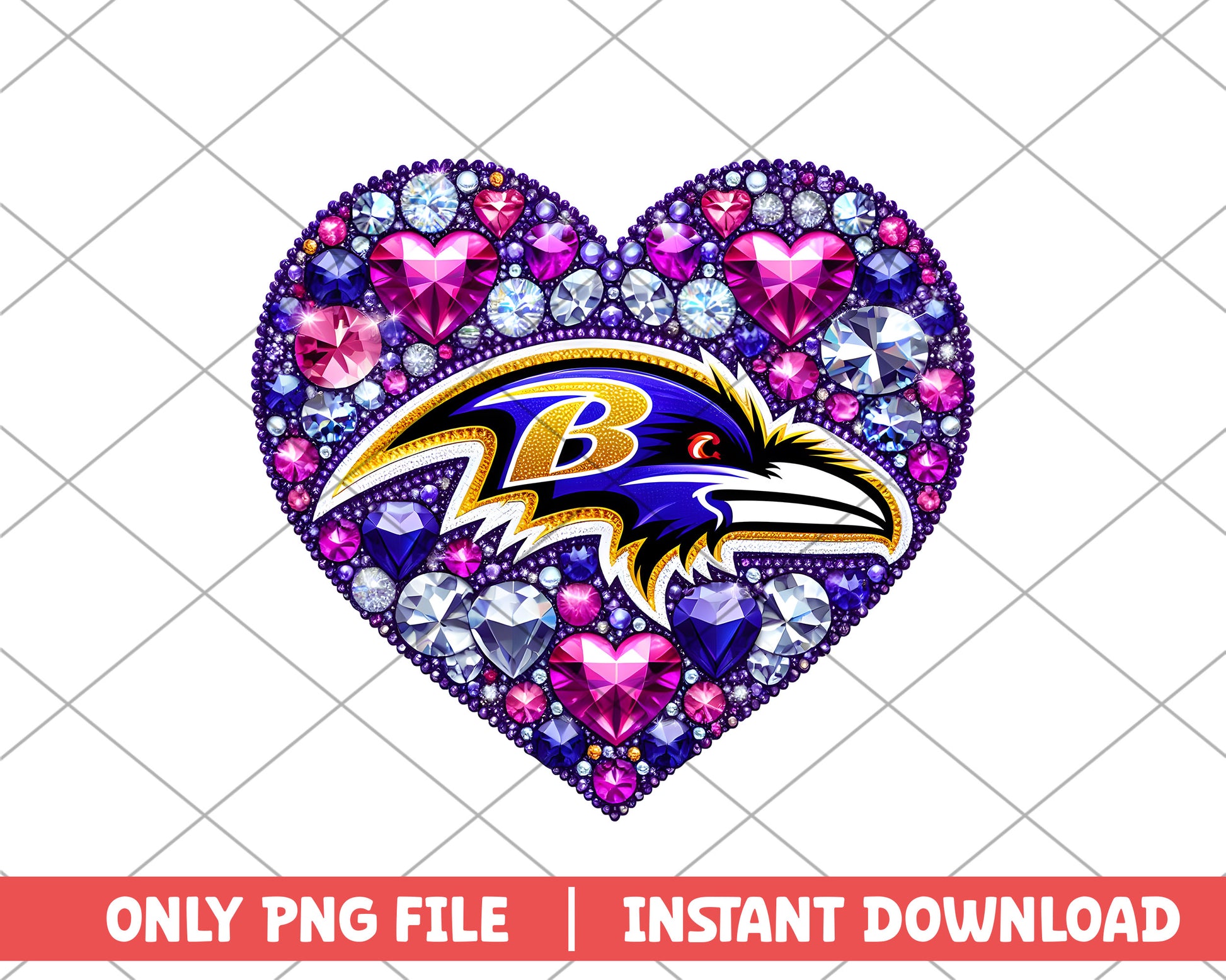 Baltimore Ravens in heart png, Baltimore Ravens png