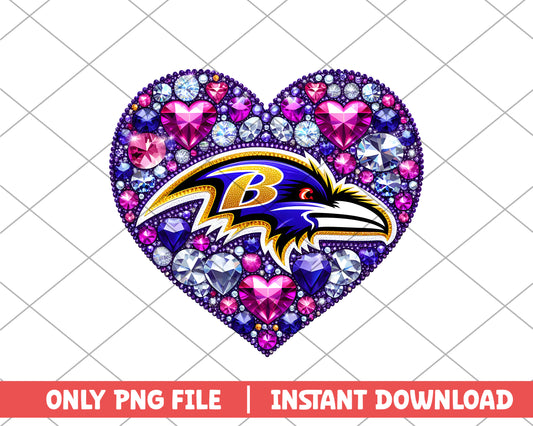 Baltimore Ravens in heart png, Baltimore Ravens png