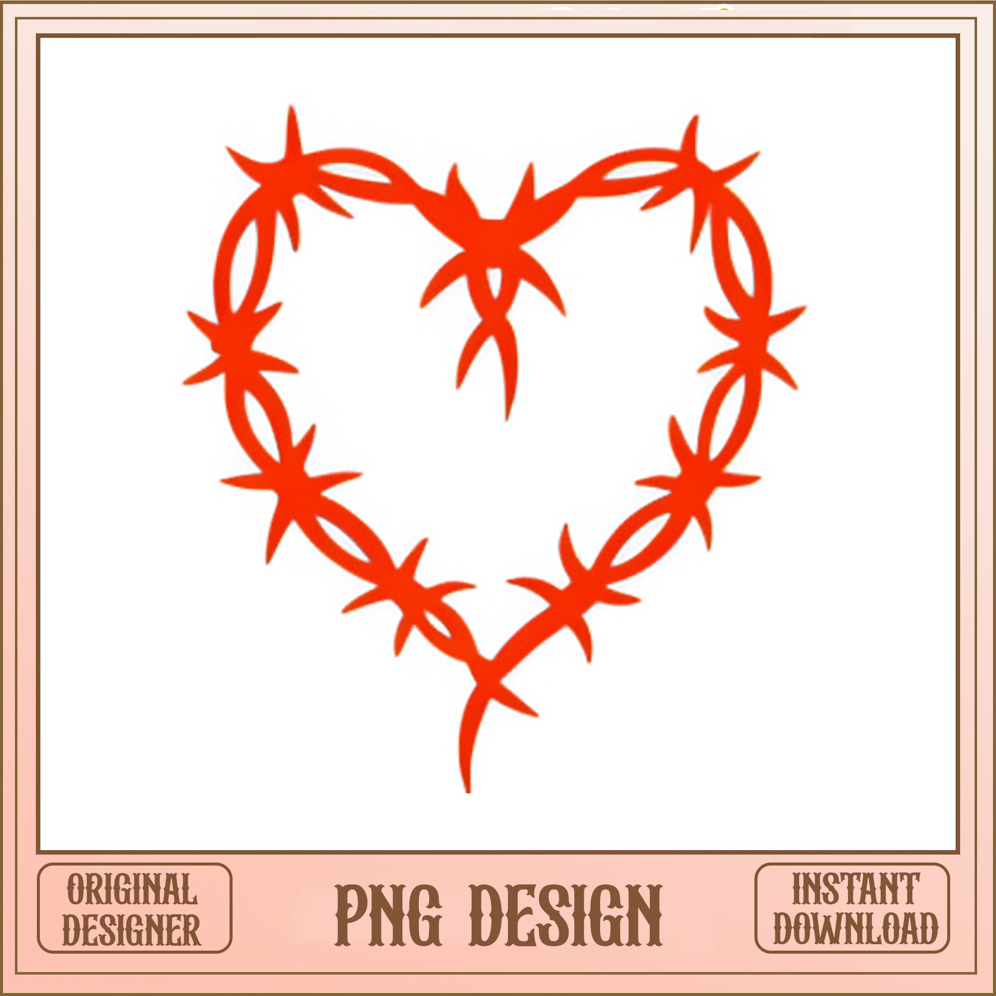 Barbed Wire Heart SVG PNG, Thorns Heart Tattoo PNG, Valentine PNG