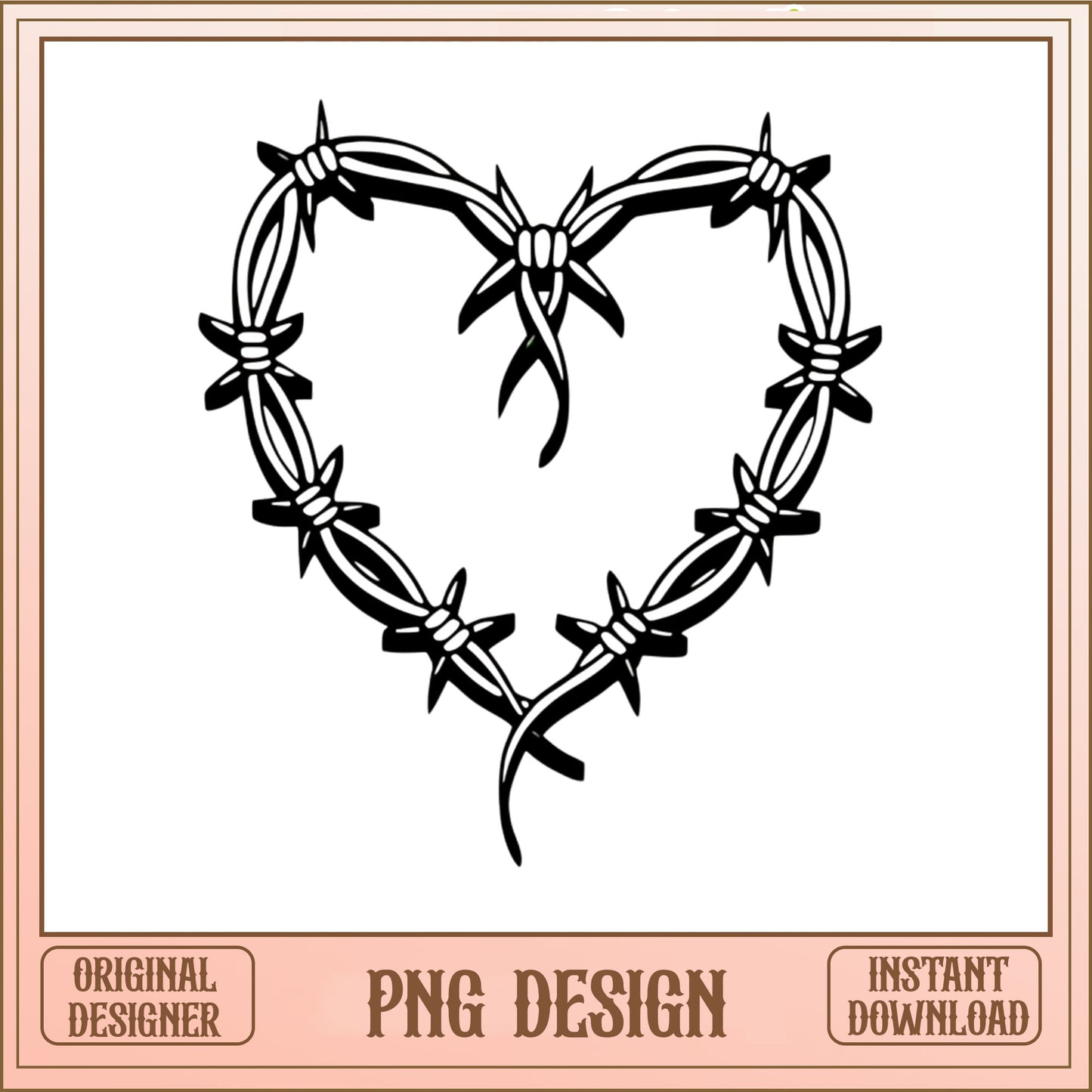 Barbed Wire Heart SVG, Thorns Heart Tattoo SVG, Gothic PNG