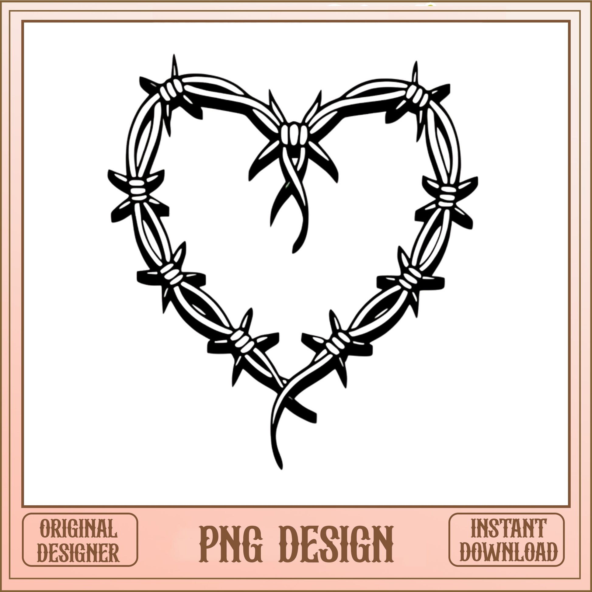 Barbed Wire Heart SVG, Thorns Heart Tattoo SVG, Gothic PNG
