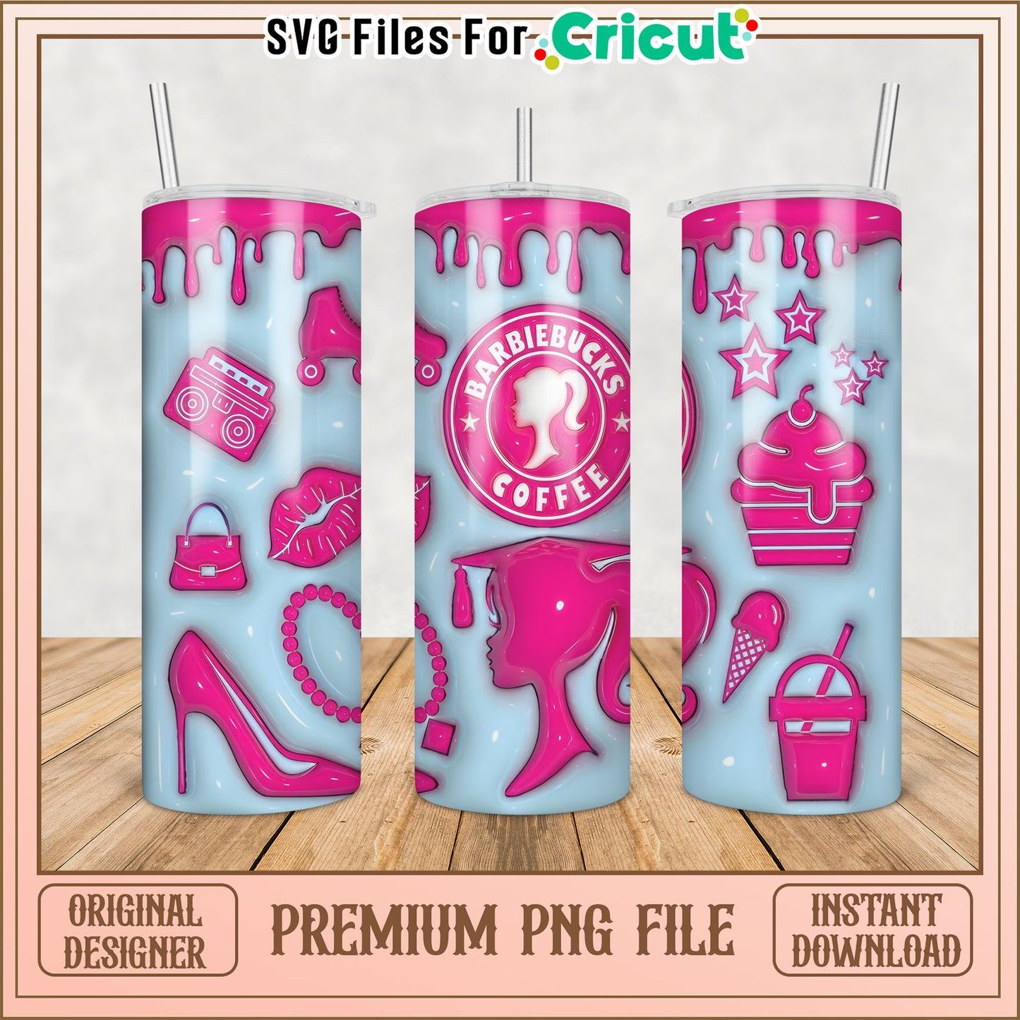 Barbie Bucks Coffee Tumbler PNG