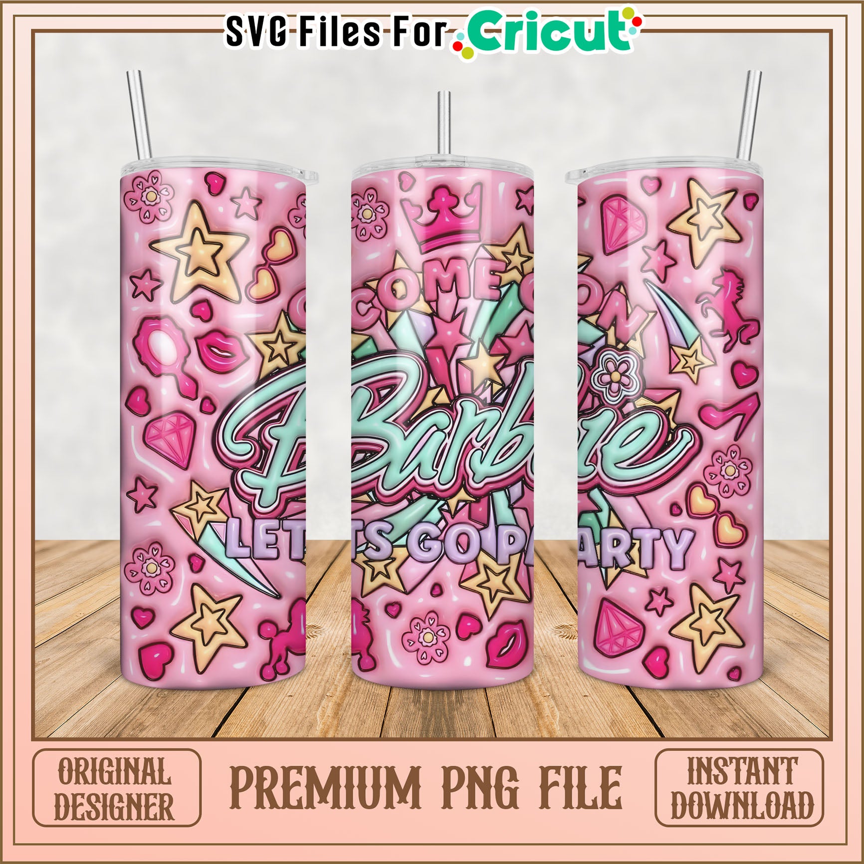 Barbie Party Tumbler PNG Design