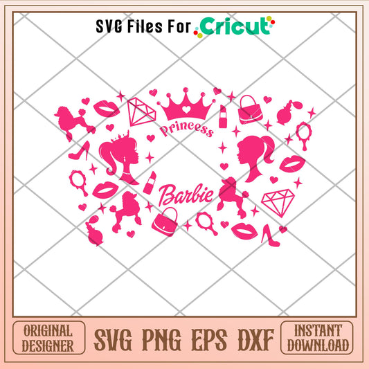 Barbie Princess Full Wrap, Barbie Princess Full Wrap Svg