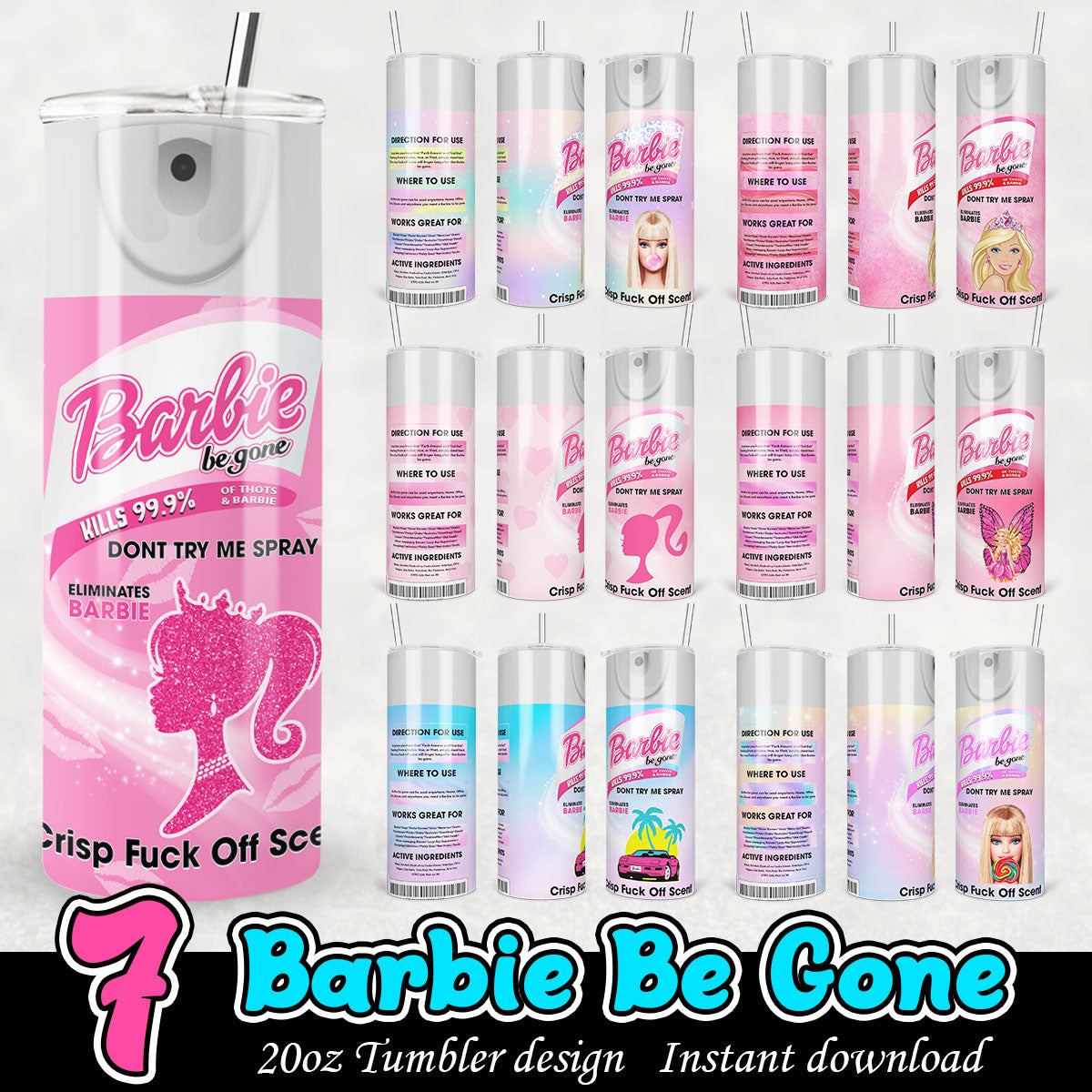 Barbie Be gone tumbler bundle, Barbie 20oz tumbler bundle