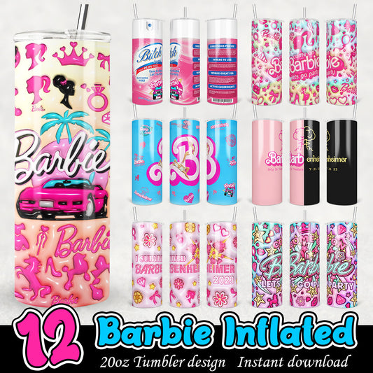 Barbie Inflated Tumbler, Barbie 3D 20oz tumbler bundle