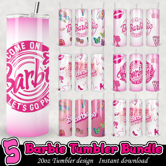 Barbie Tumbler 20oz Bundle, Barbie 20oz tumbler png bundle