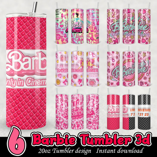 Barbie Tumbler 3D tumbler Bundle, Barbie 20oz tumbler png bundle