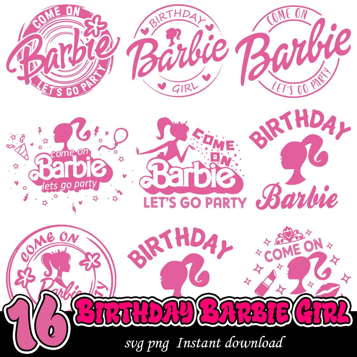 Barbie birthday girl svg bundle, Barbie birthday bundle