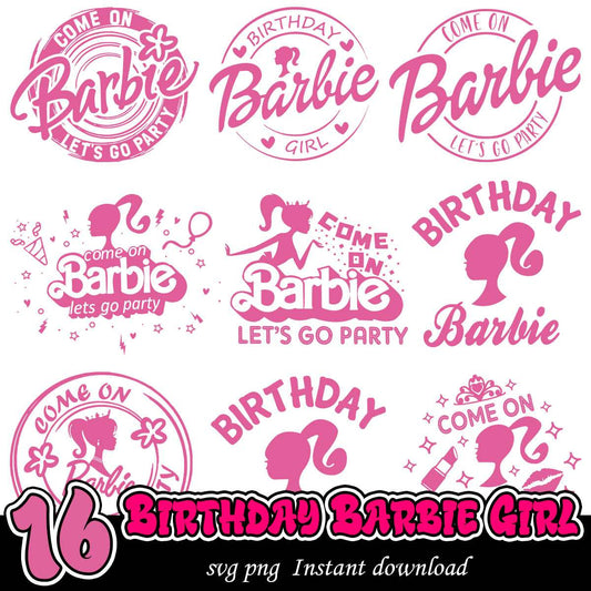 Barbie birthday girl svg bundle, Barbie birthday bundle
