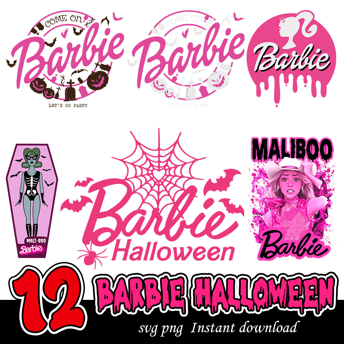 Barbie halloween png bundle, Halloween dolls art bundle