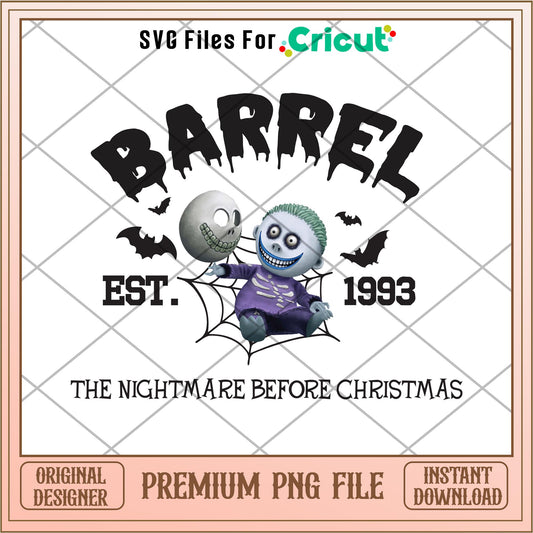 Barrel est 1993 The Nightmare Before Christmas png,  Nightmare before christmas png,digital download.png