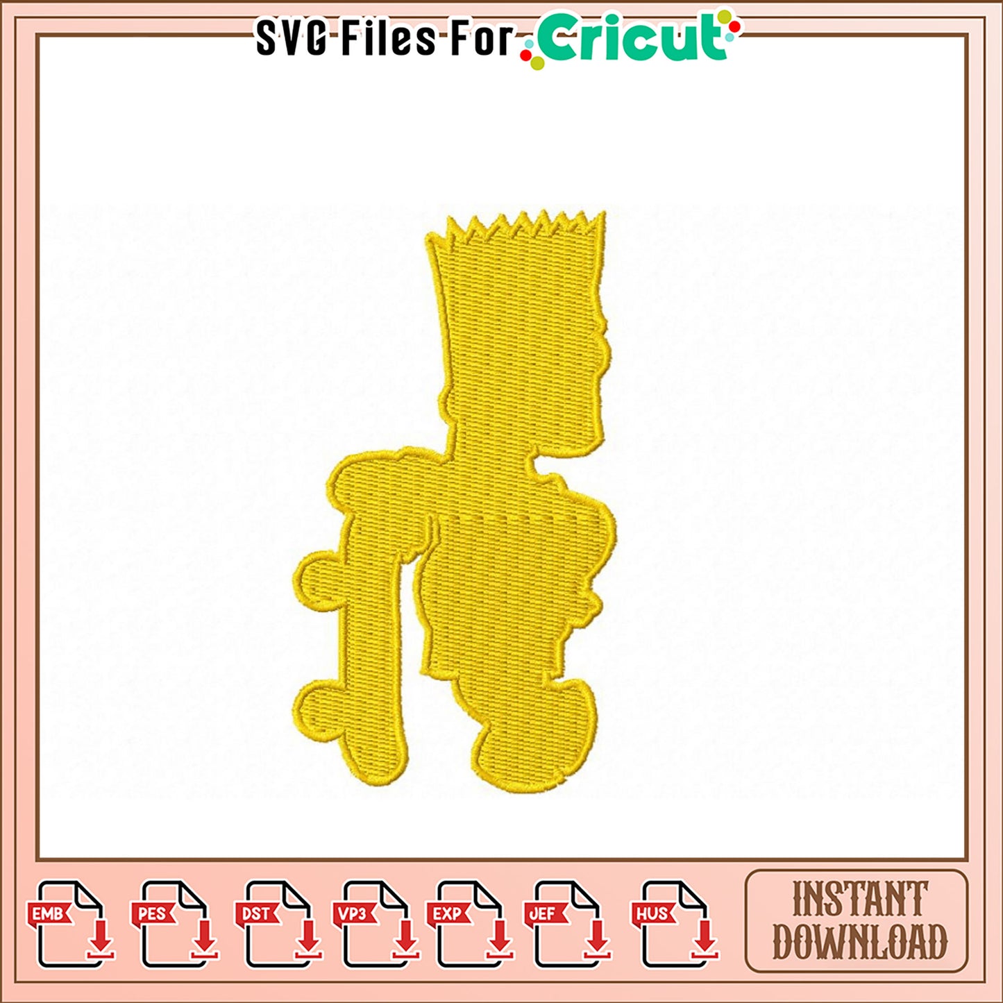 Bart Simpson Embroidery Design Instant Download